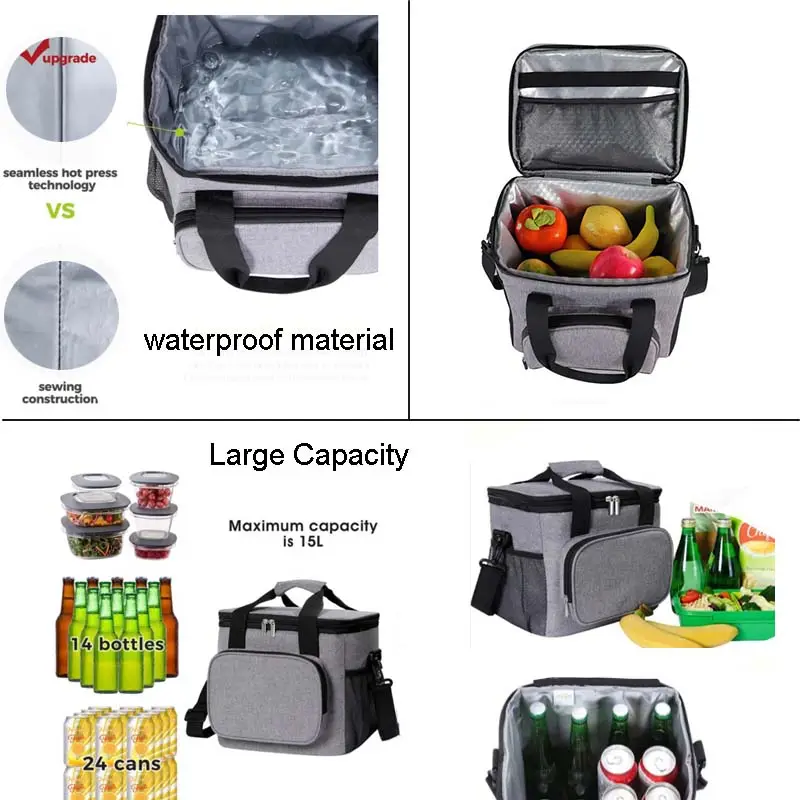 Waterproof Leakproof  Camping Hiking Picnic Lunch Thermal Reusable  Insulated  Camping Picnic fitness cooler lunch bag