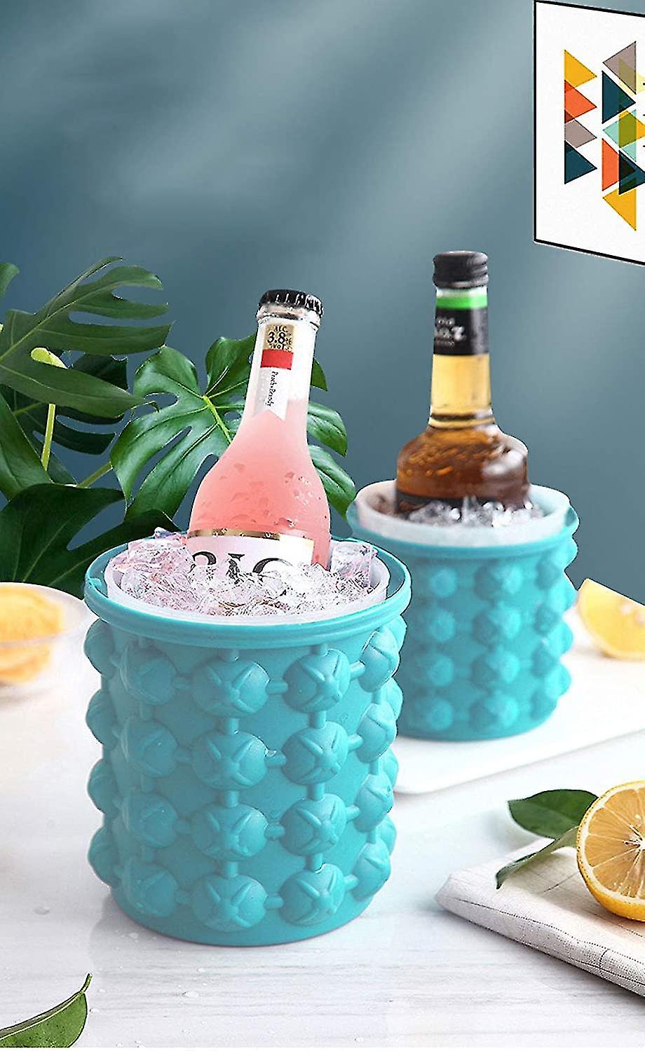 Ice Bucket， Silicone Double Wall Ice Bucket With Lid， Reusable Chilled Cocktail Beer Drink Whiskey