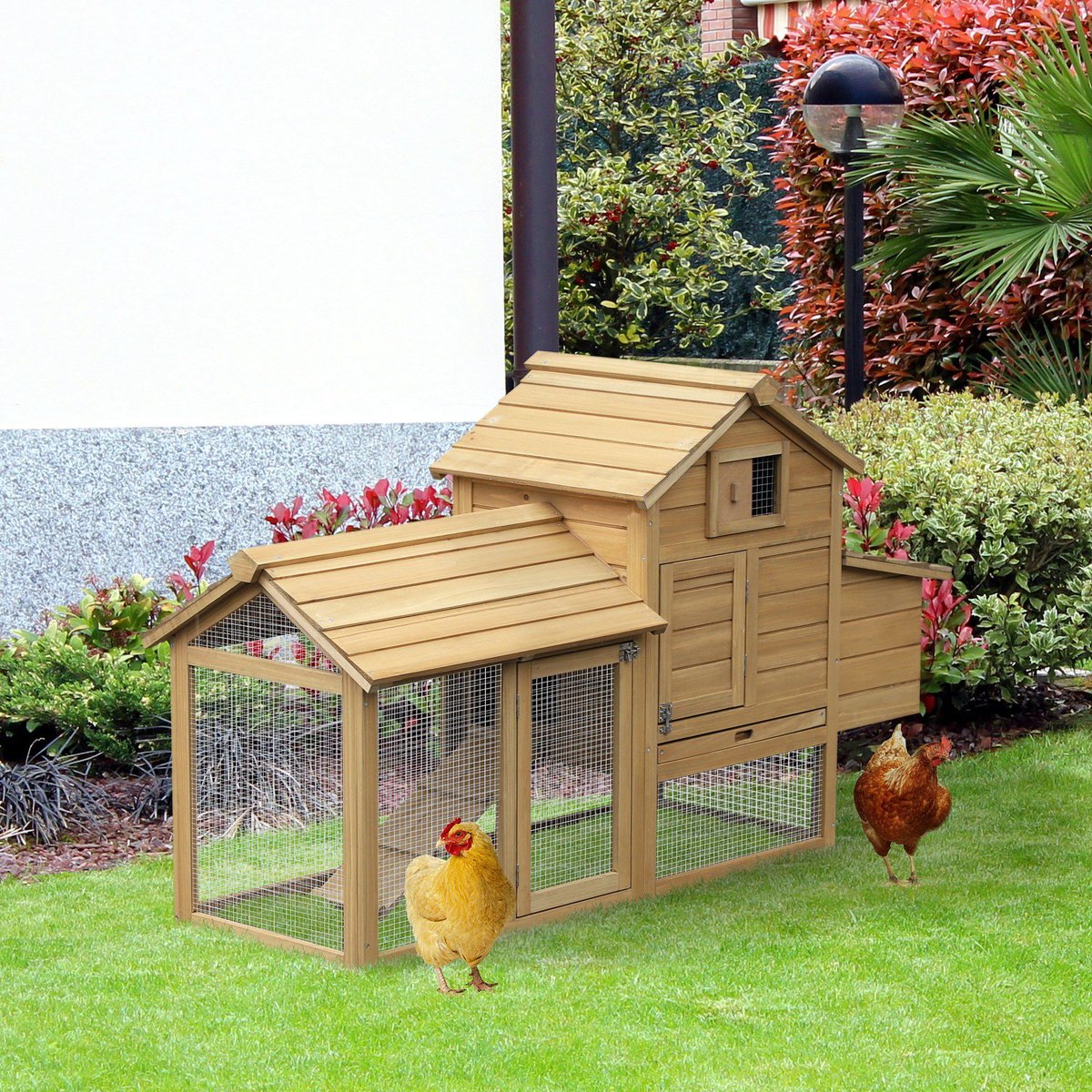 PawHut Nesting Box Wooden Chicken Coop， Hen House and Rabbit Hutch