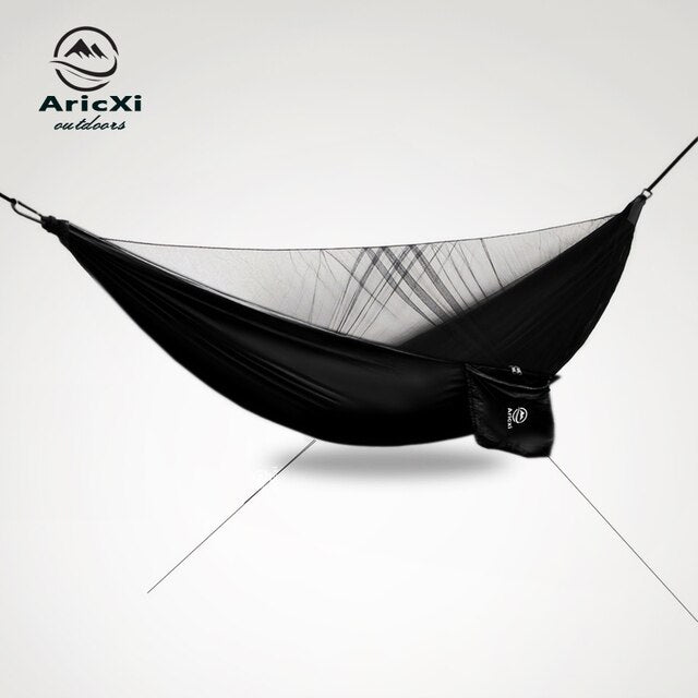 Aricxi Outdoor Portable Camping Hammock Folding Backyard Parachute Rope Hammock Garden Wooden Hammock Mosquito Net