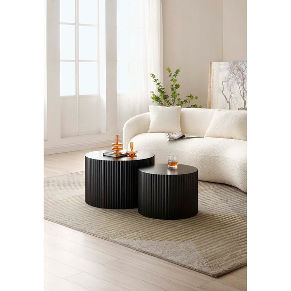 Handcraft Round Coffee Table Set of 2 for Living Room/Leisure Area