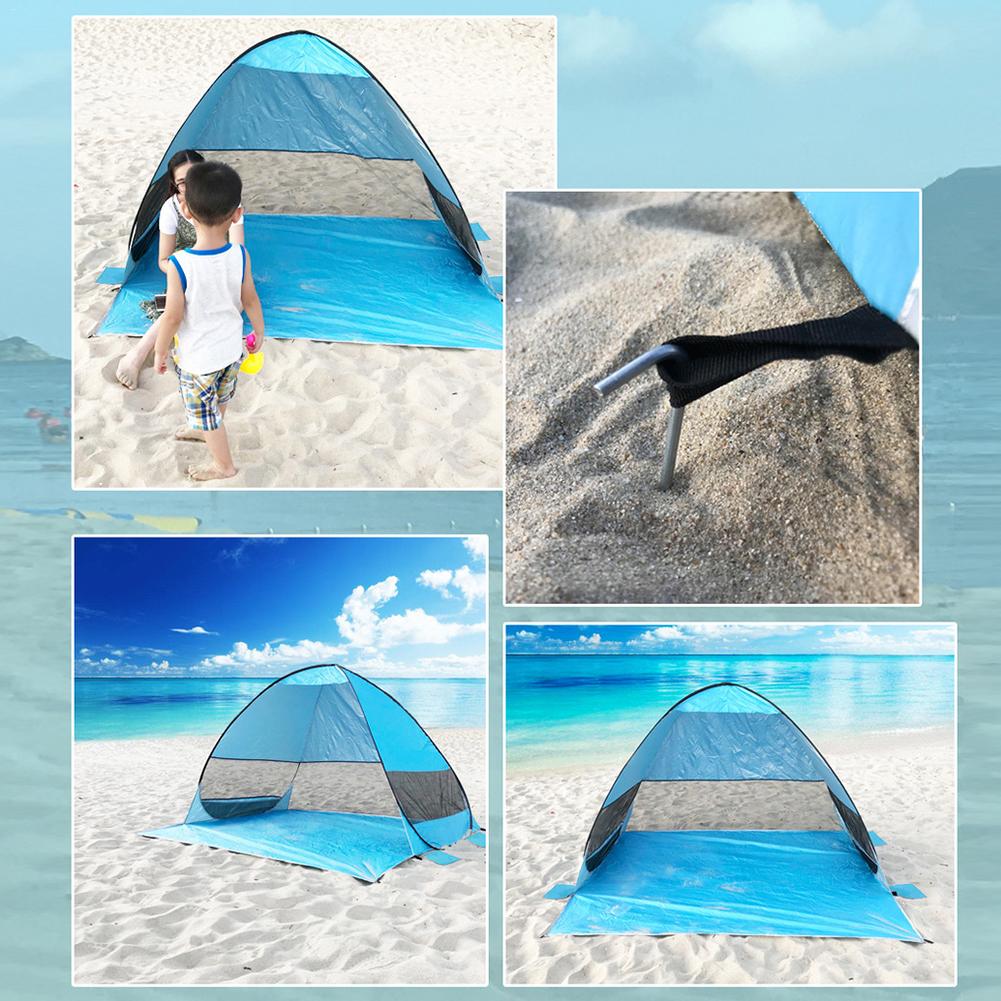 Beiou Automatic Beach Tent - UV Protection， Pop-up， Camping Tent for 2-3 People， Blue