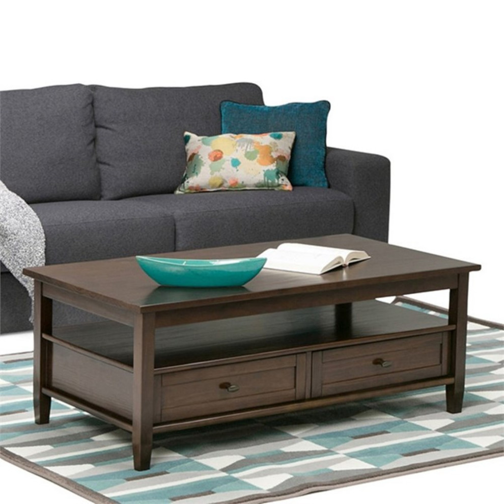 Warm Shaker SOLID WOOD Coffee Table   Transitional   Coffee Tables   by Homesquare  Houzz