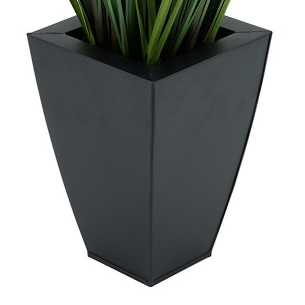 Faux PVC Grass in Tapered Square Zinc Planter