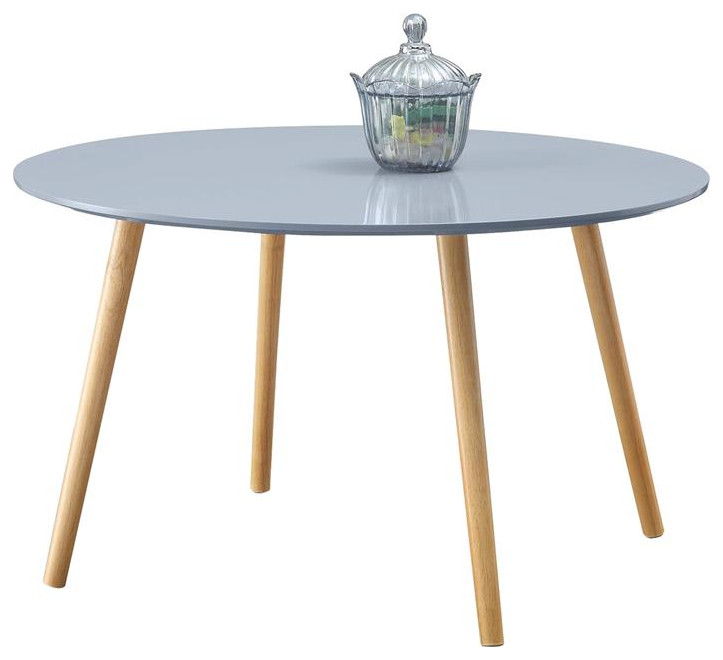 Convenience Concepts Oslo Round Coffee Table in Gray Piano Wood Finish   Midcentury   Coffee Tables   by Homesquare  Houzz