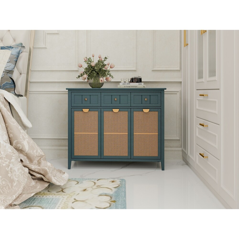 Rattan 3 Door 3 Drawer Cabinet