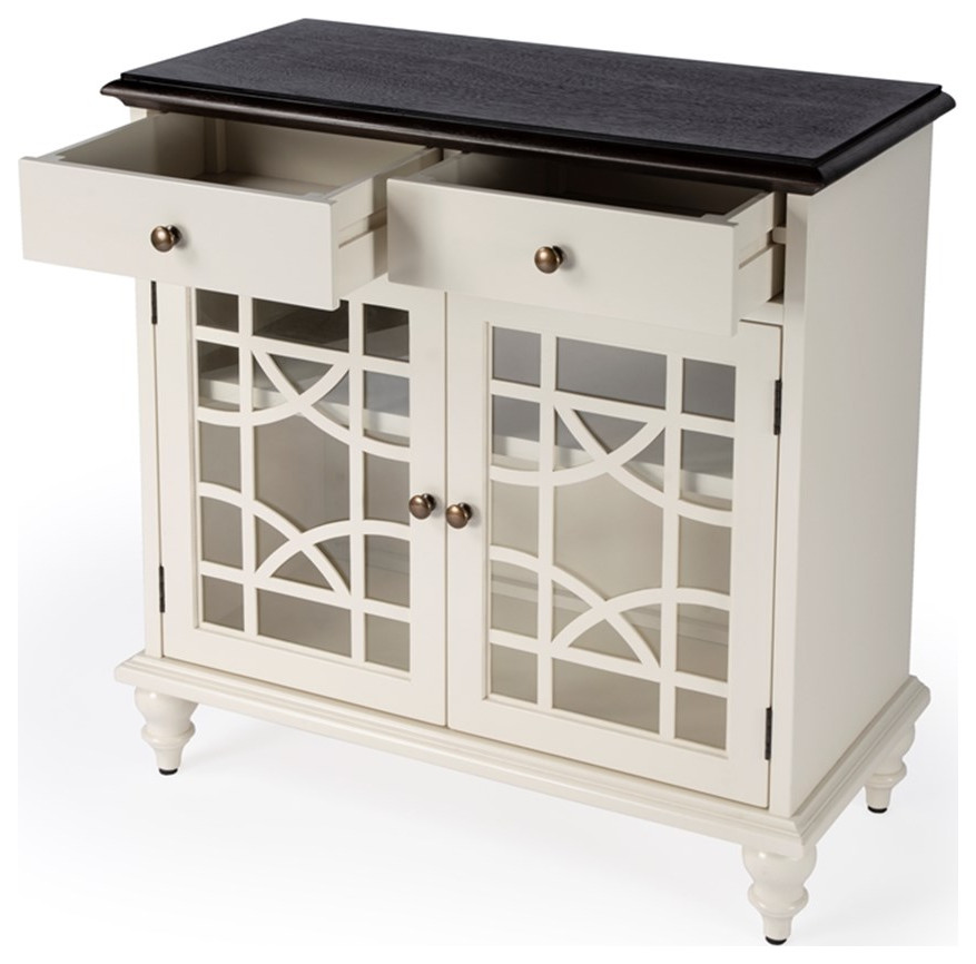 Bowery Hill Traditional Wooden 2 Door 2 Drawer Cabinet   White   Traditional   Accent Chests And Cabinets   by Homesquare  Houzz