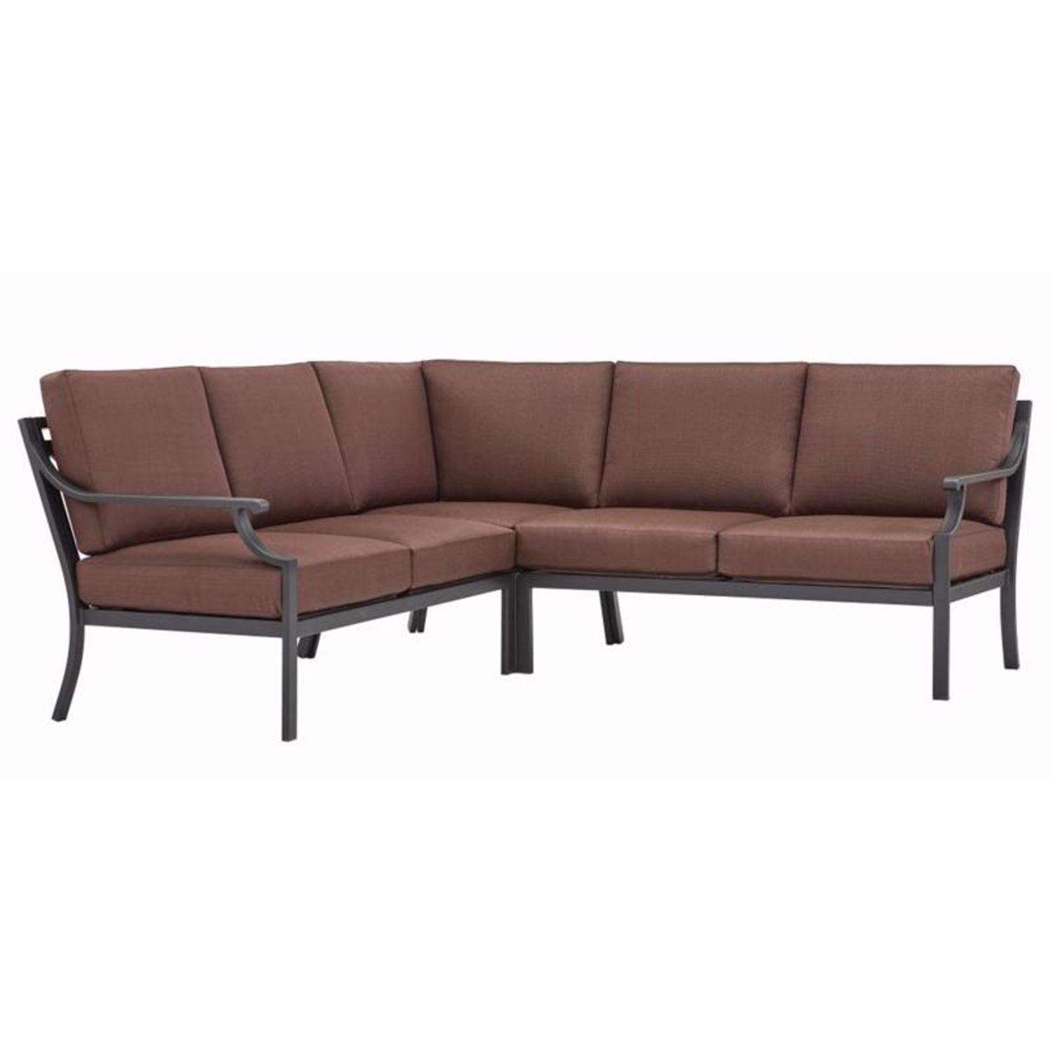 Living Accents Wilshire 4 pc Black Steel Deep Seating Sectional Brown