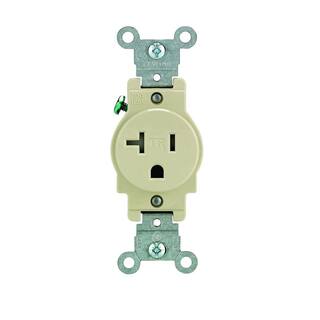 Leviton 20 Amp Commercial Grade Tamper Resistant Single Outlet Ivory R51-T5020-0IS