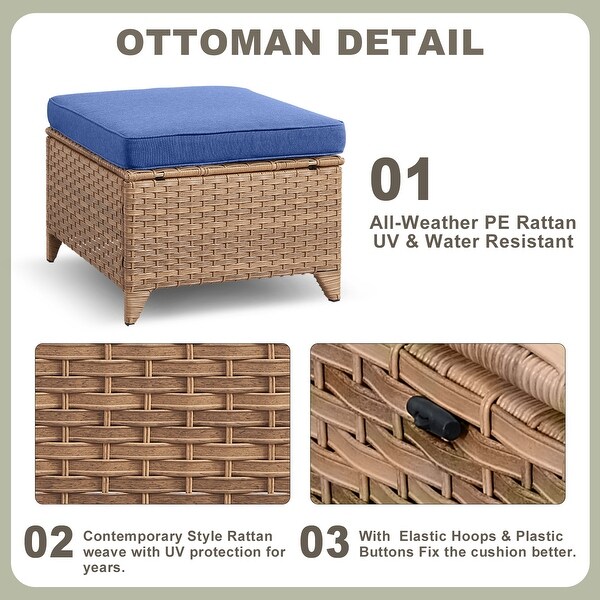 Wicker Rattan Ottoman Outdoor Patio Ottoman