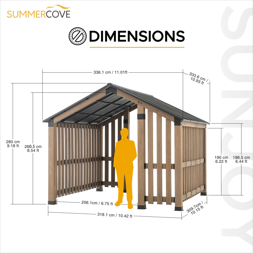 SummerCove 11  x27x11  x27Sienna Cedar Wood Framed Hot Tub Gazebo   Modern   Gazebos   by Golden Bull Marketing  LLC  Houzz