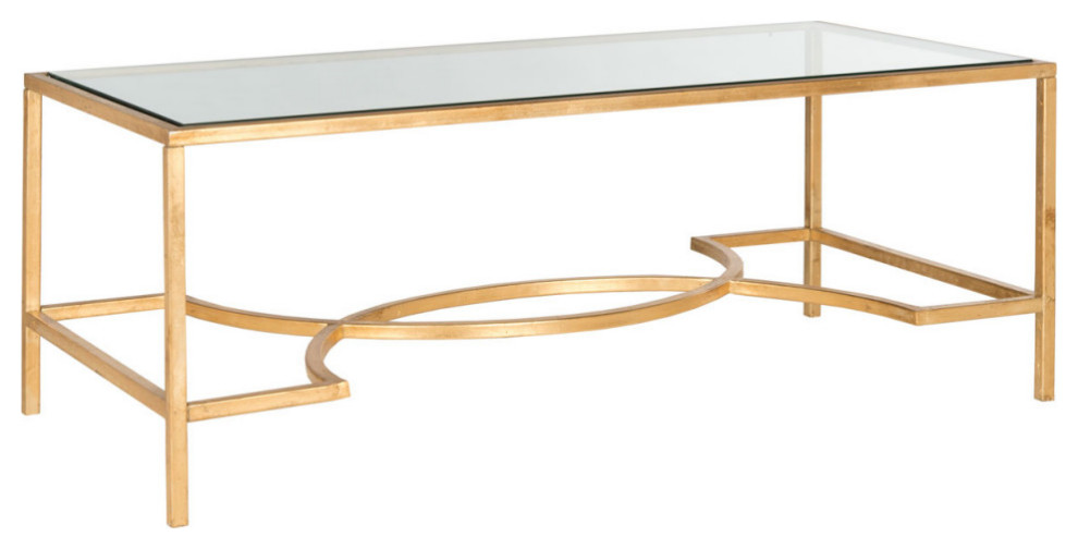 Genavieve Coffee Table Gold/ Tempered Glass Top   Contemporary   Coffee Tables   by Virgil Stanis Design  Houzz