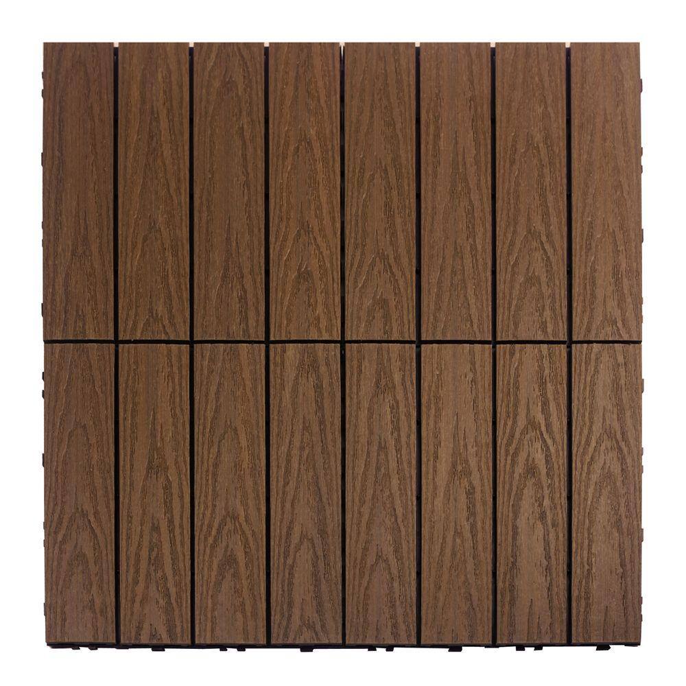 NewTechWood UltraShield Naturale 1 ft. x 1 ft. Quick Deck Outdoor Composite Deck Tile Sample in Brazilian Ipe US-QD-ZX-IP-S