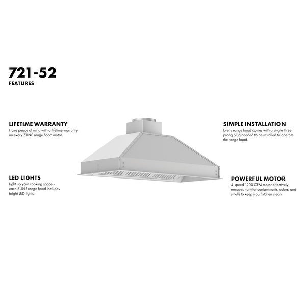 ZLINE Ducted Stainless Steel Wall Mount Range Hood Insert