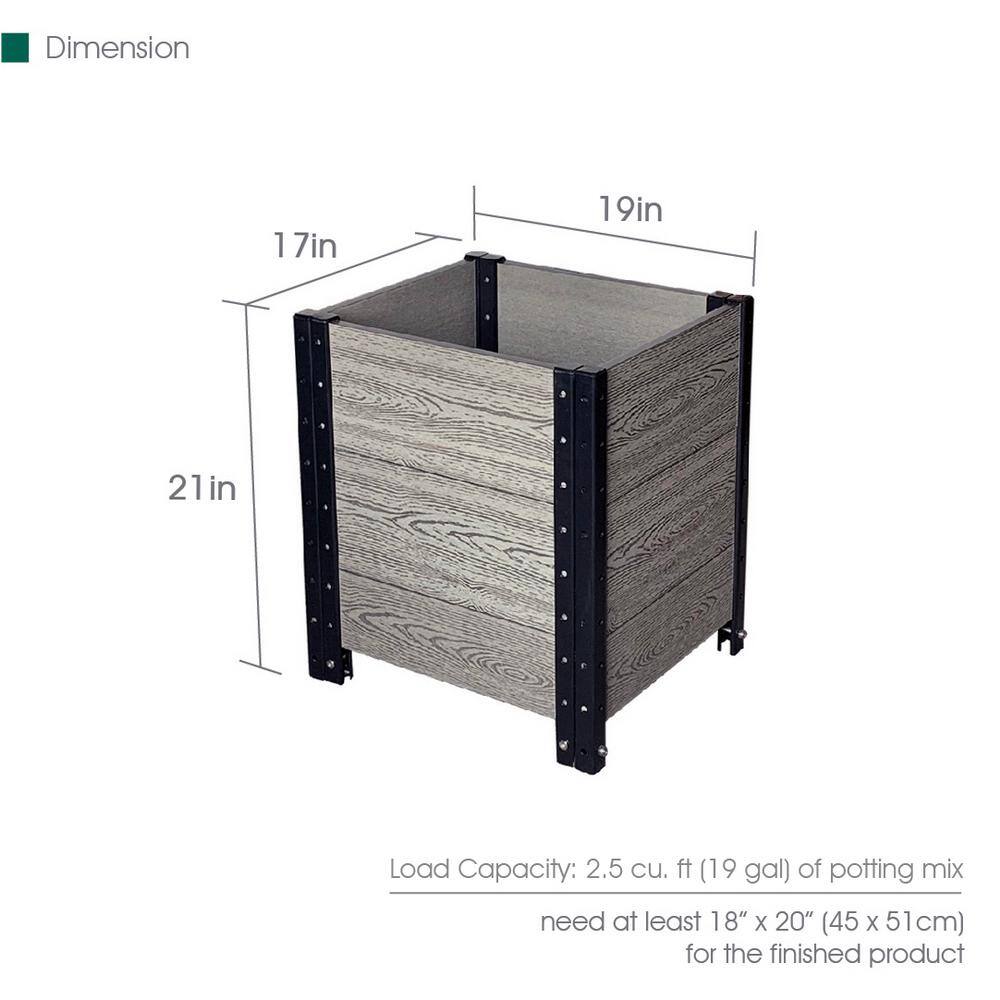 EverBloom 17 in. L x 19 in. W x 21 in. H Composite Planter Box Cornerstone in Grey E211719G