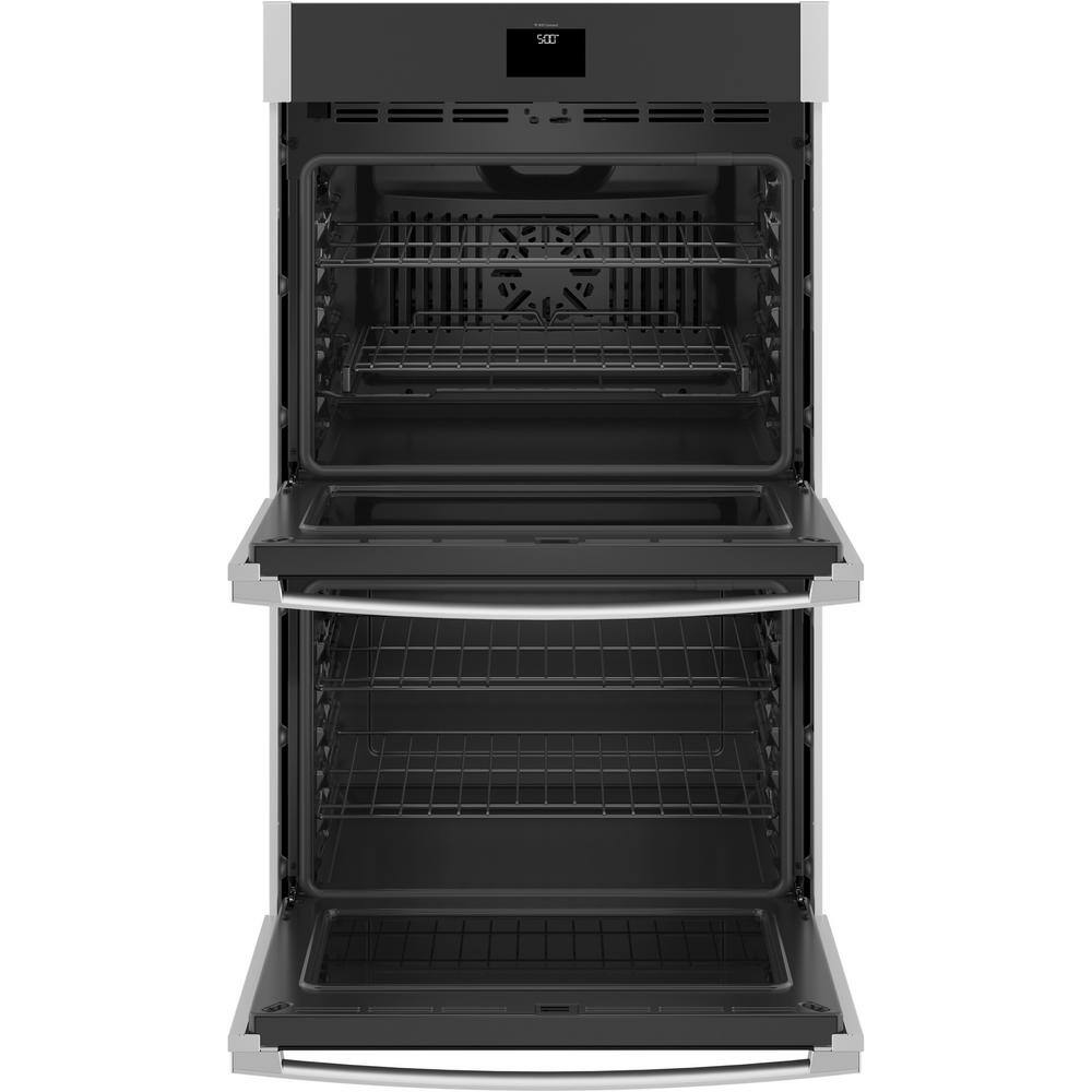 GE 30 in. Smart Double Electric Wall Oven with Convection (Upper Oven) Self-Cleaning in Stainless Steel JTD5000SNSS