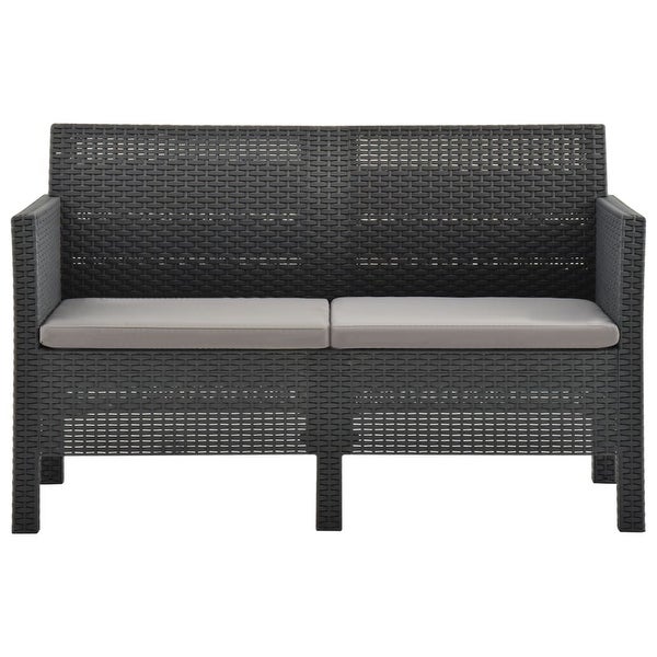 4 Piece Patio Lounge Set with Cushions PP Rattan Anthracite