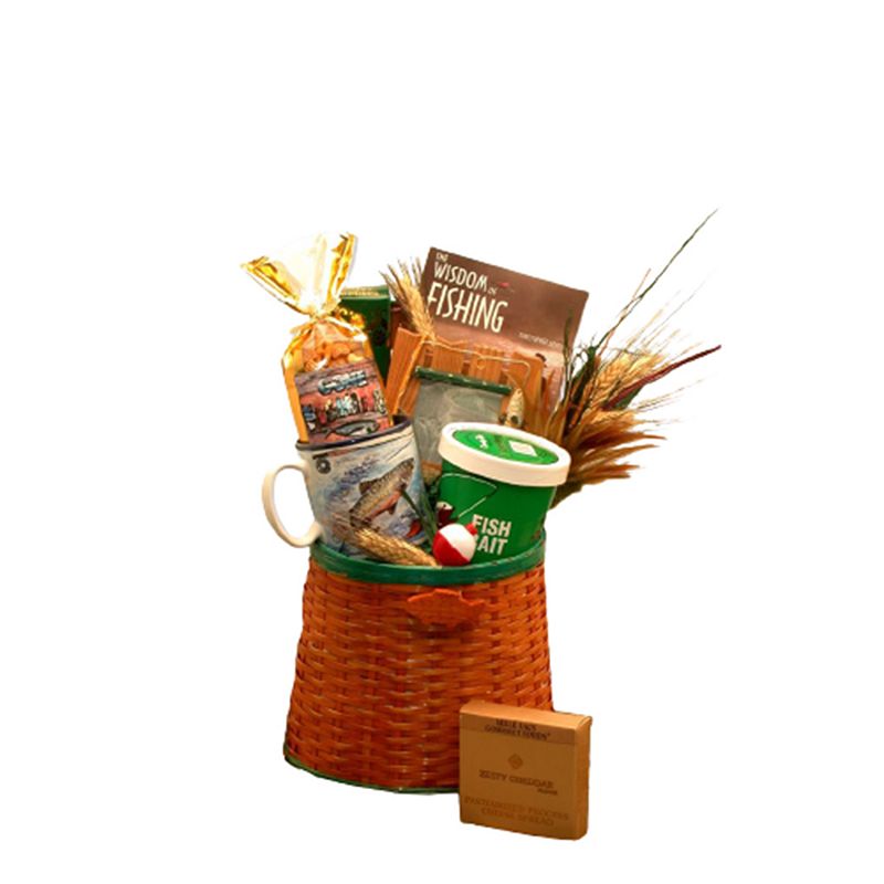 GBDS The Fisherman's Fishing Creel Gift Basket  - fishing gift basket