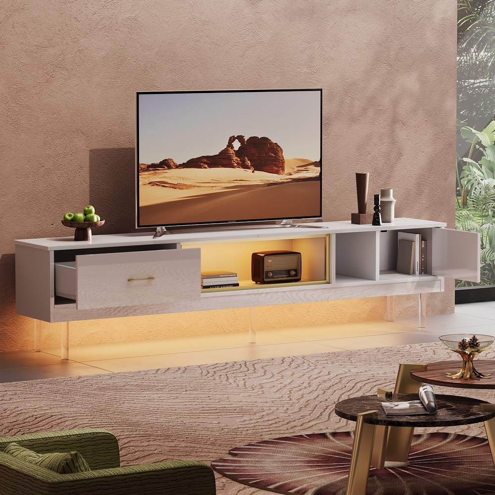 High Gloss LED TV Stands Modern Entertainment Center for 85\