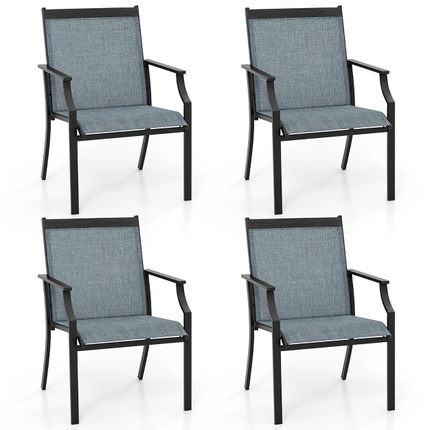 Tangkula Set Of 4 Patio Dining Chairs Outdoor Armchairs W Sturdy Metal Frame