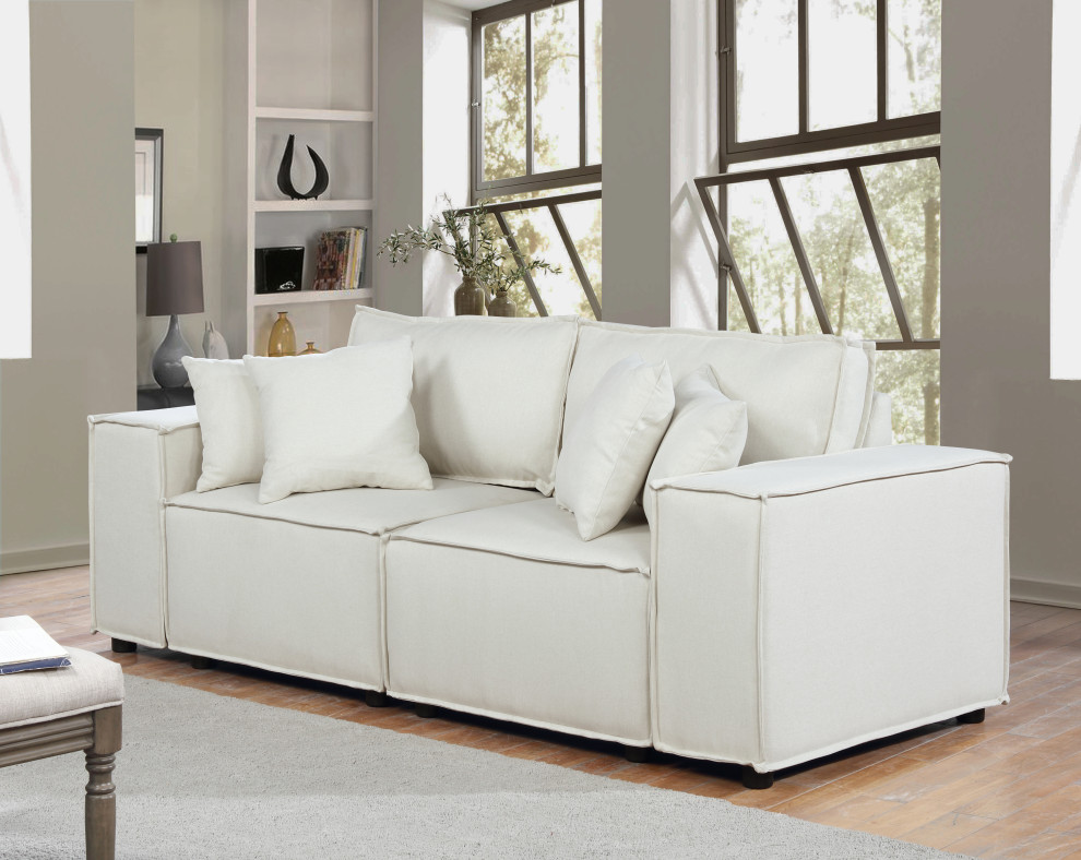 Elson Loveseat in Beige Linen   Transitional   Loveseats   by Lilola Home  Houzz