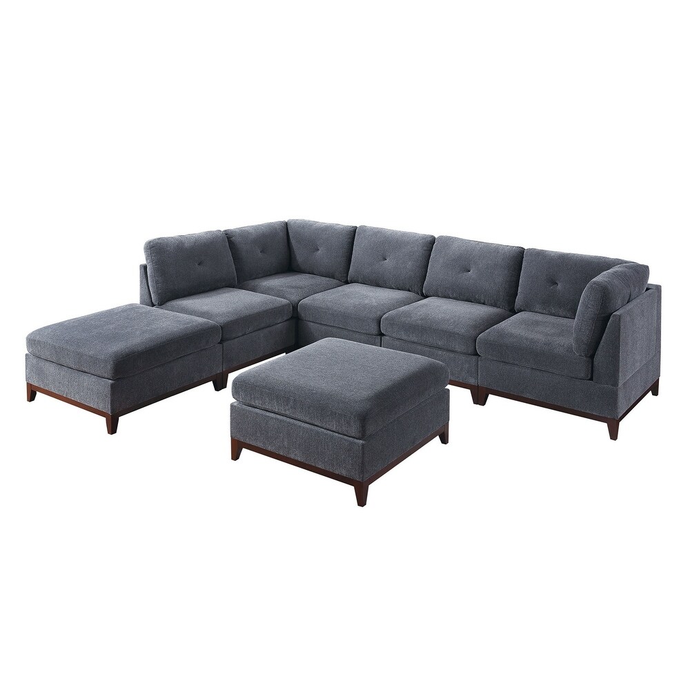 Living Room Furniture L Sectional Couch 7pc Set