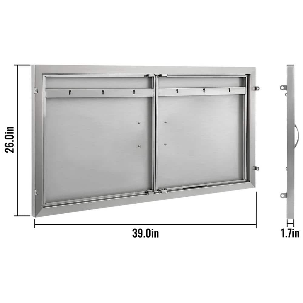 VEVOR Outdoor Kitchen Doors 39 in. W x 26 in. H Double BBQ Door Stainless Steel BBQ Access Door 39X26X4BXGCFSKM01V0