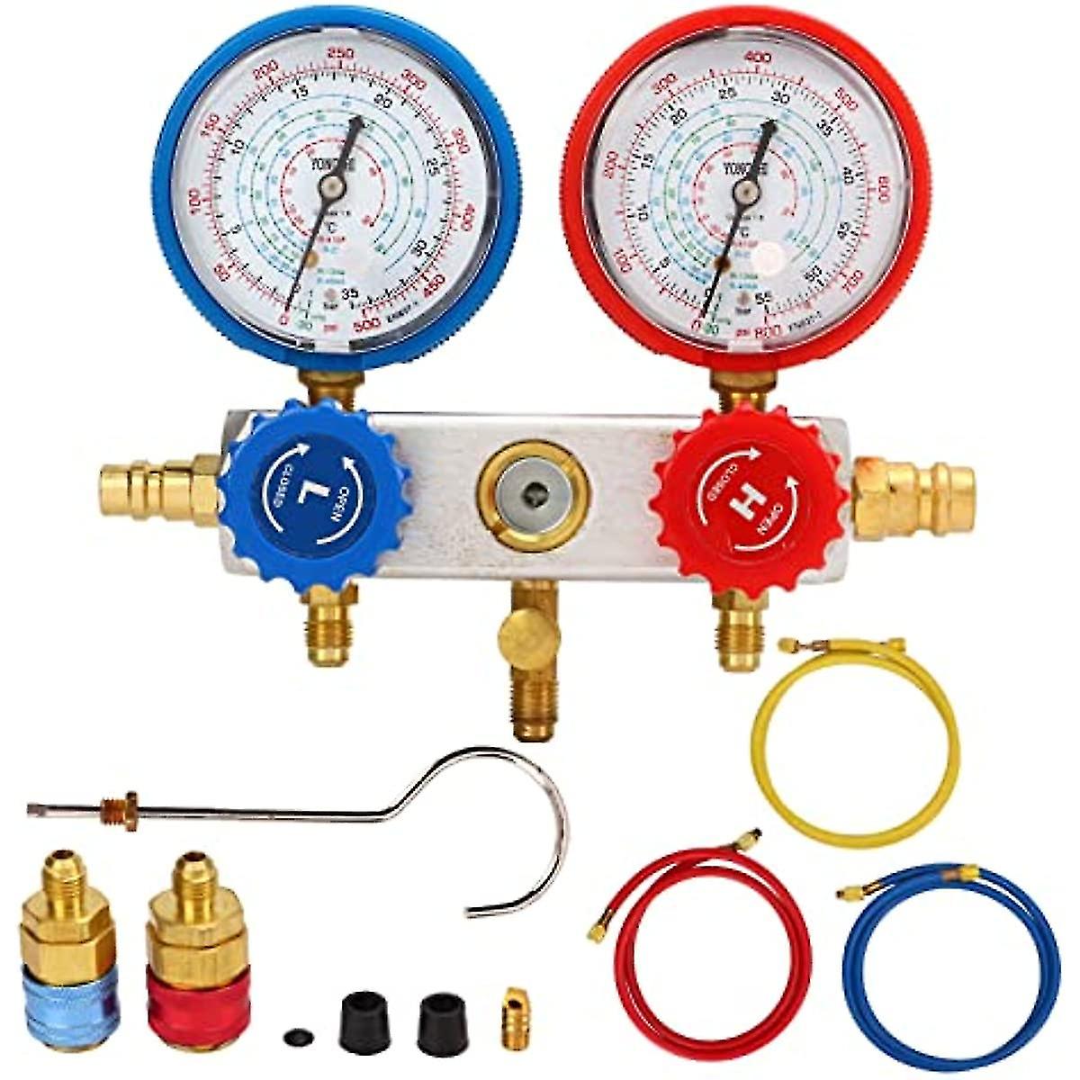 Ac Manifold Freon Gauge Set  3 Way Ac Diagnostic Manifold Gauge Set Refrigerant Charging Tool Kit For R410a R22 R404