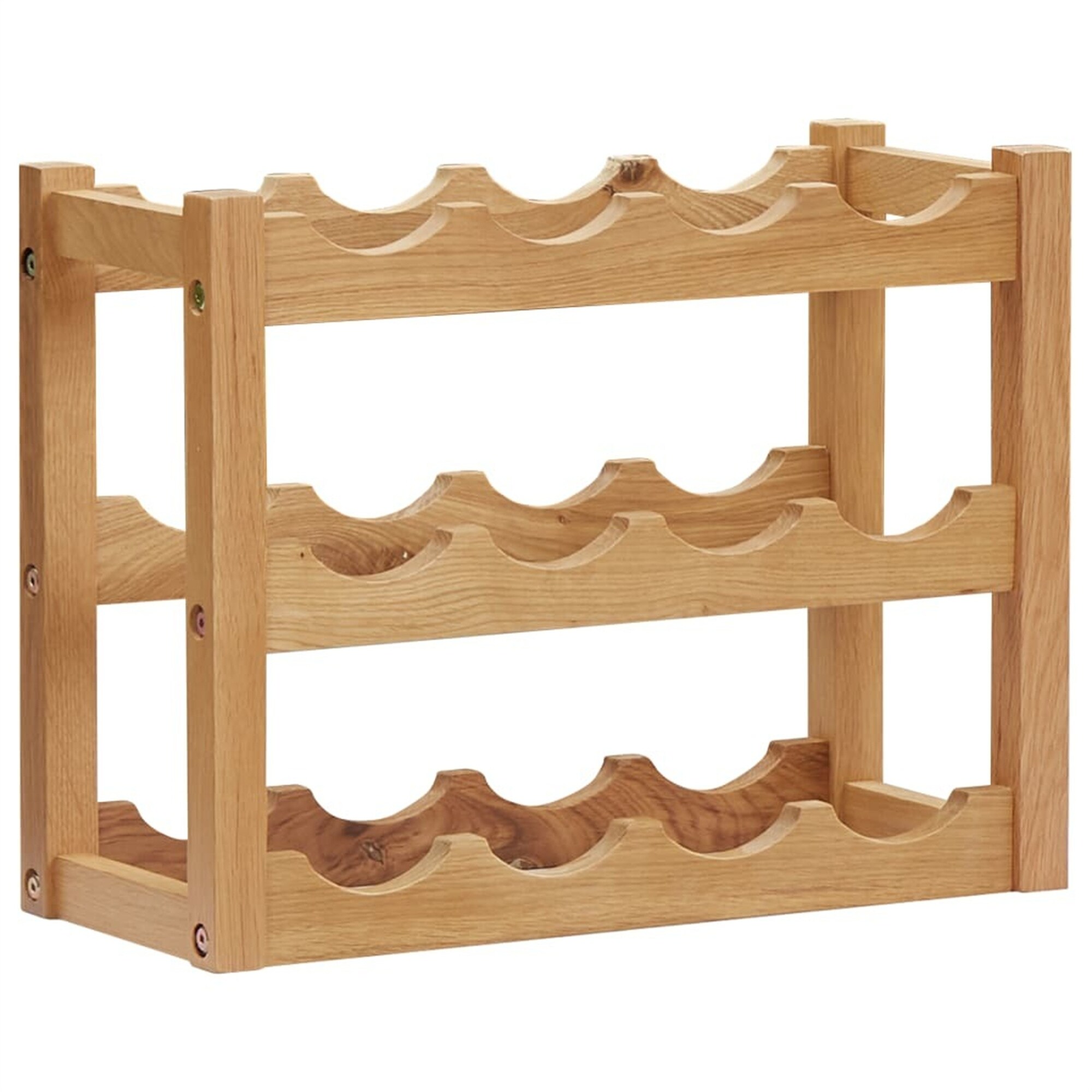 Wine Rack Free Standing Wine Holder for 12 Bottles， Oak