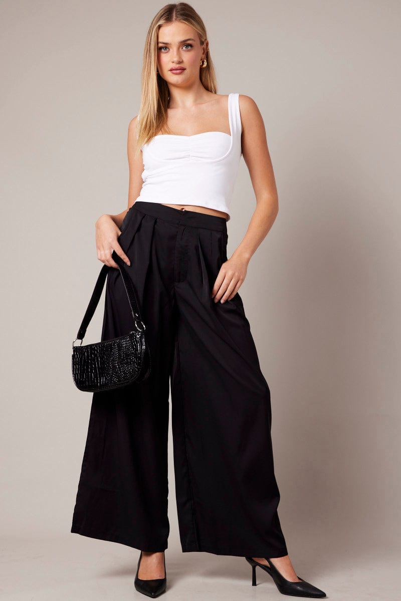 Black Wide Leg Pants High Rise