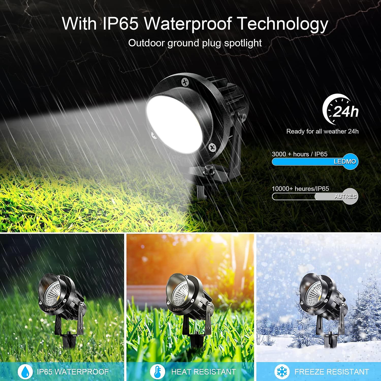 2pc 9w Outdoor Led Spot Lights With Stake 6000k Ip65 Waterproof Rotatin