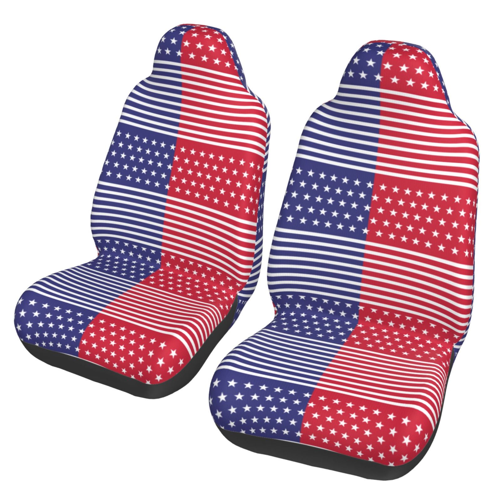 TEQUAN Front Seat Covers， American Stripes Flag Pattern 2 Piece Car Seat Cover Fit Most Car SUV Truck Van