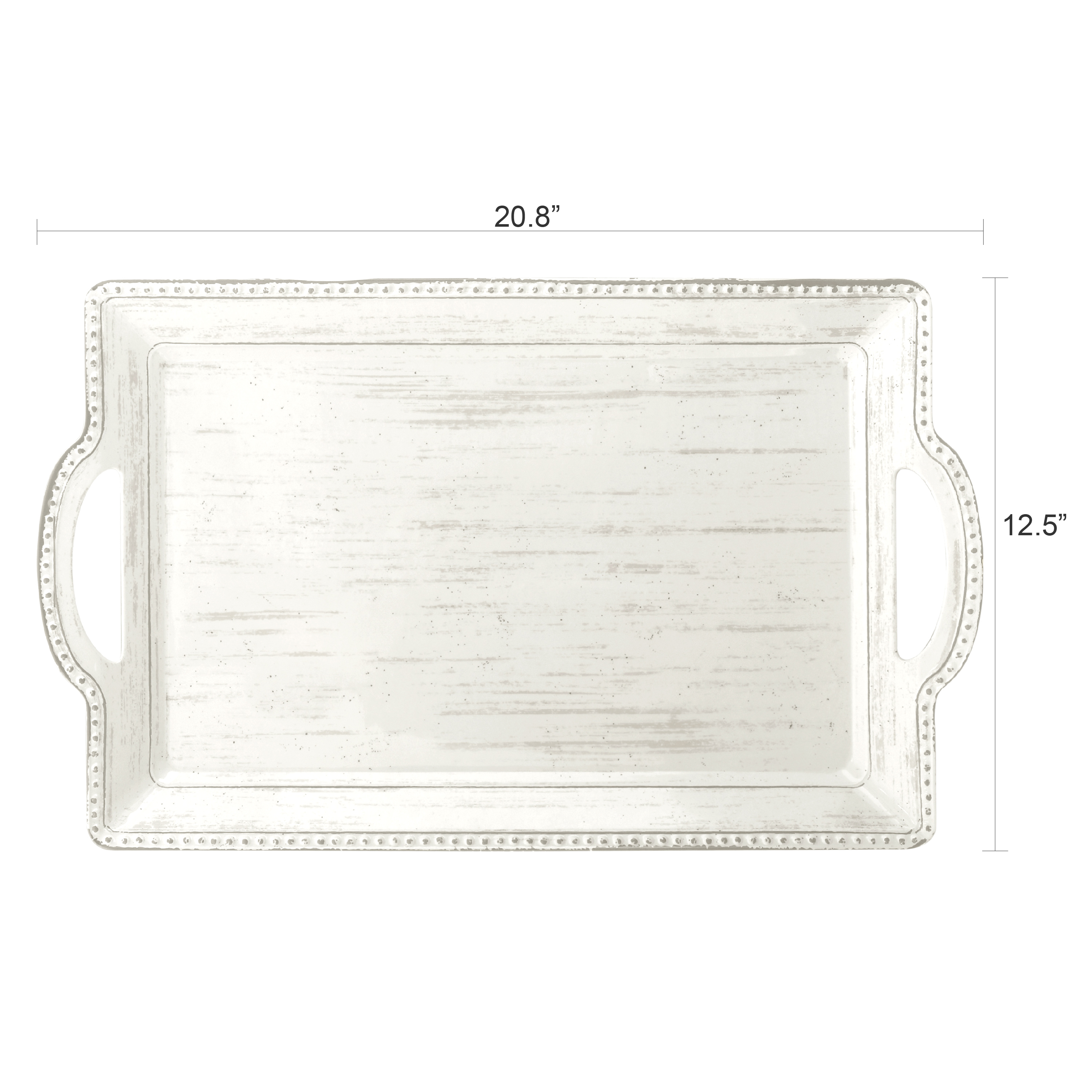 Zak Designs 21 inches Melamine Serving Tray， Durable and BPA Free， French Country House Off-White