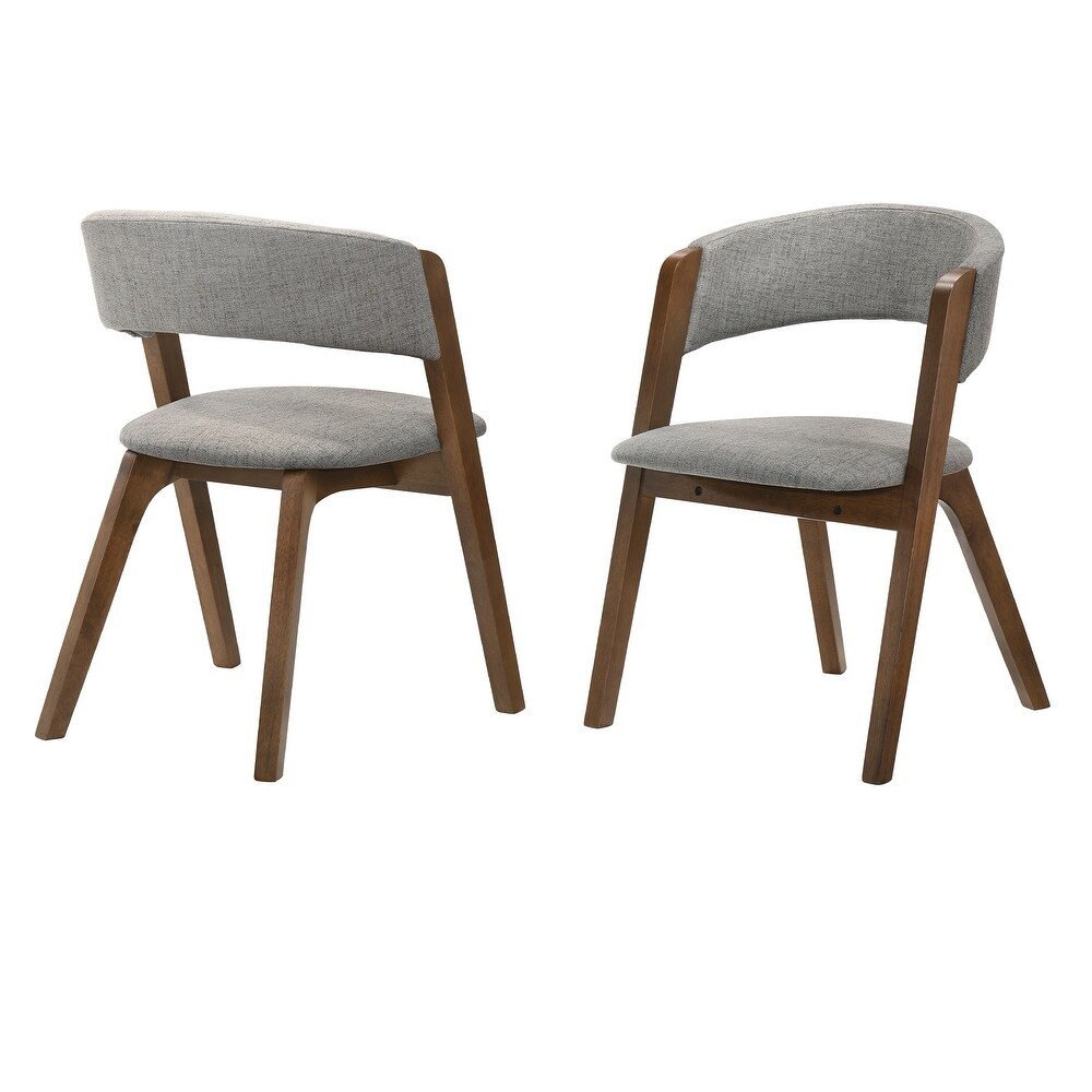 Rowan Mid Century Grey Upholstered Wood Dining Chairs   Set of 2