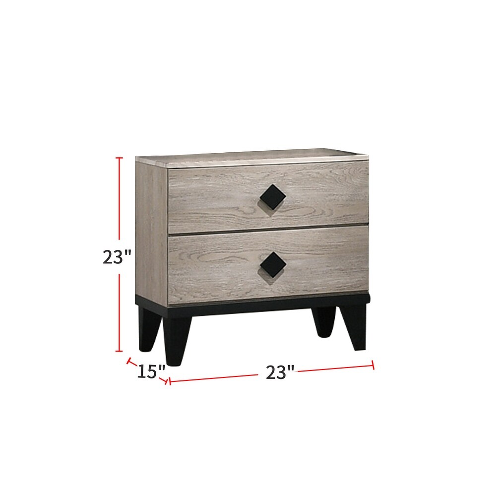 Cream Nightstand With 2 Drawers