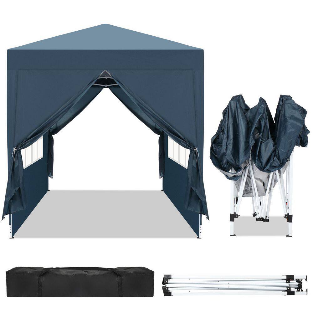 Karl home 6.5 ft. x 6.5 ft. Blue Straight Leg Pop-Up Canopy with 4 Sides 999770016482