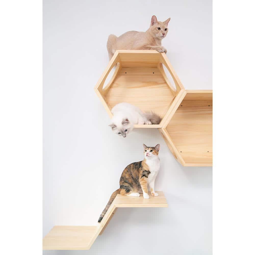 AndMakers MYZOO Zone Wall Mounted Cat Shelves Floating Perch Right Higher Furniture Cover MZ-Zone-R