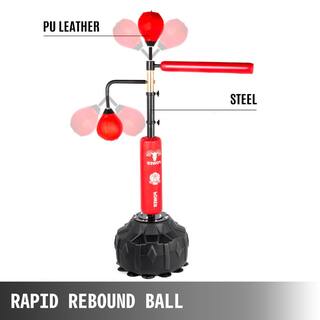 VEVOR Boxing Speed Trainer Adjustable Height Spinning Bar Training Boxing Ball with Reflex Bar  Gloves for Adult and Kid Red DGNQJBD2SDQRED001V0