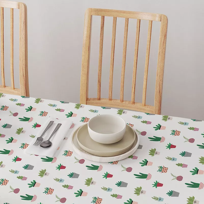 Square Tablecloth， 100% Polyester， 54x54， Cartoon Succulents