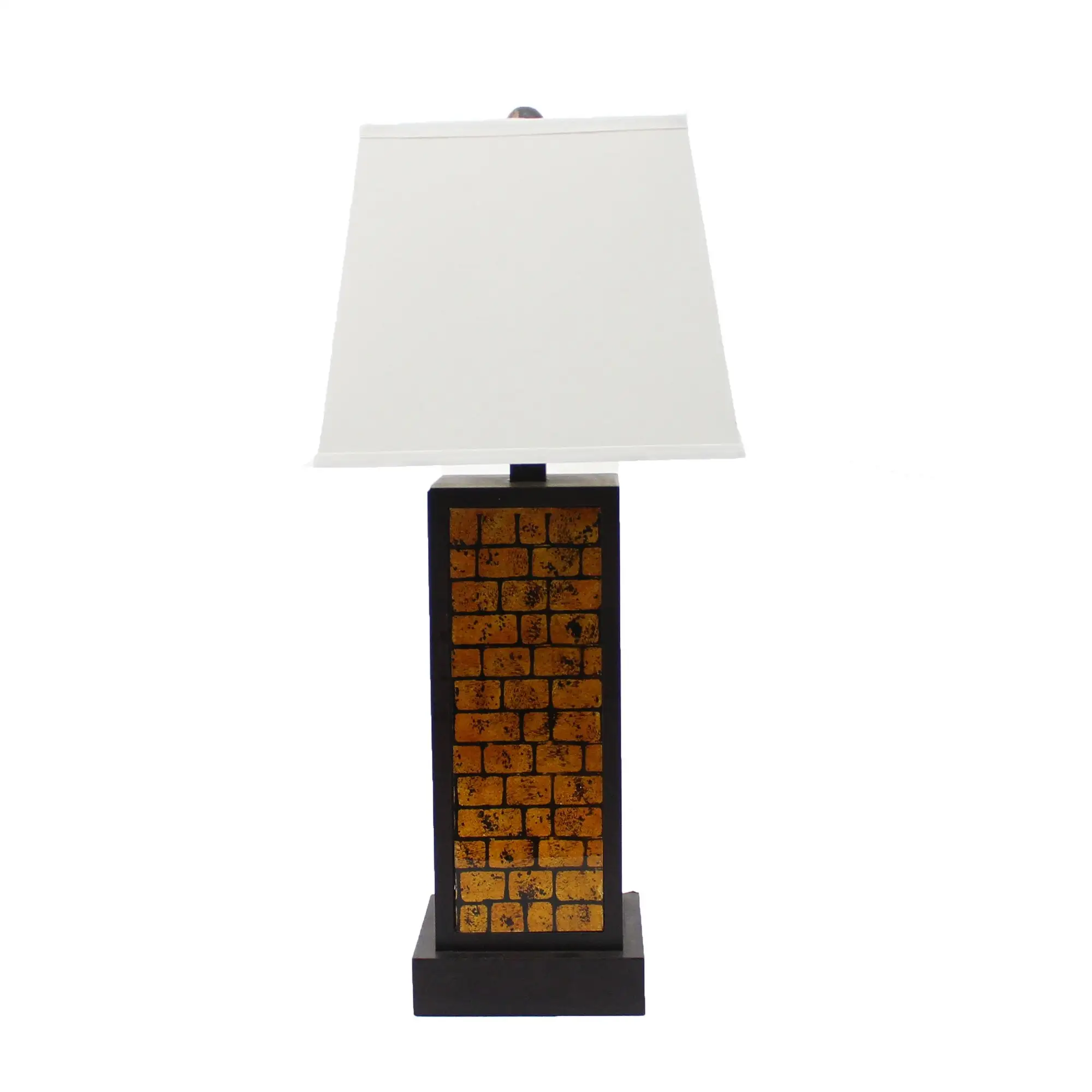 13 x 15 x 30.75 Black Metal With Yellow Brick Pattern - Table Lamp - 13 x 15 x 30.75