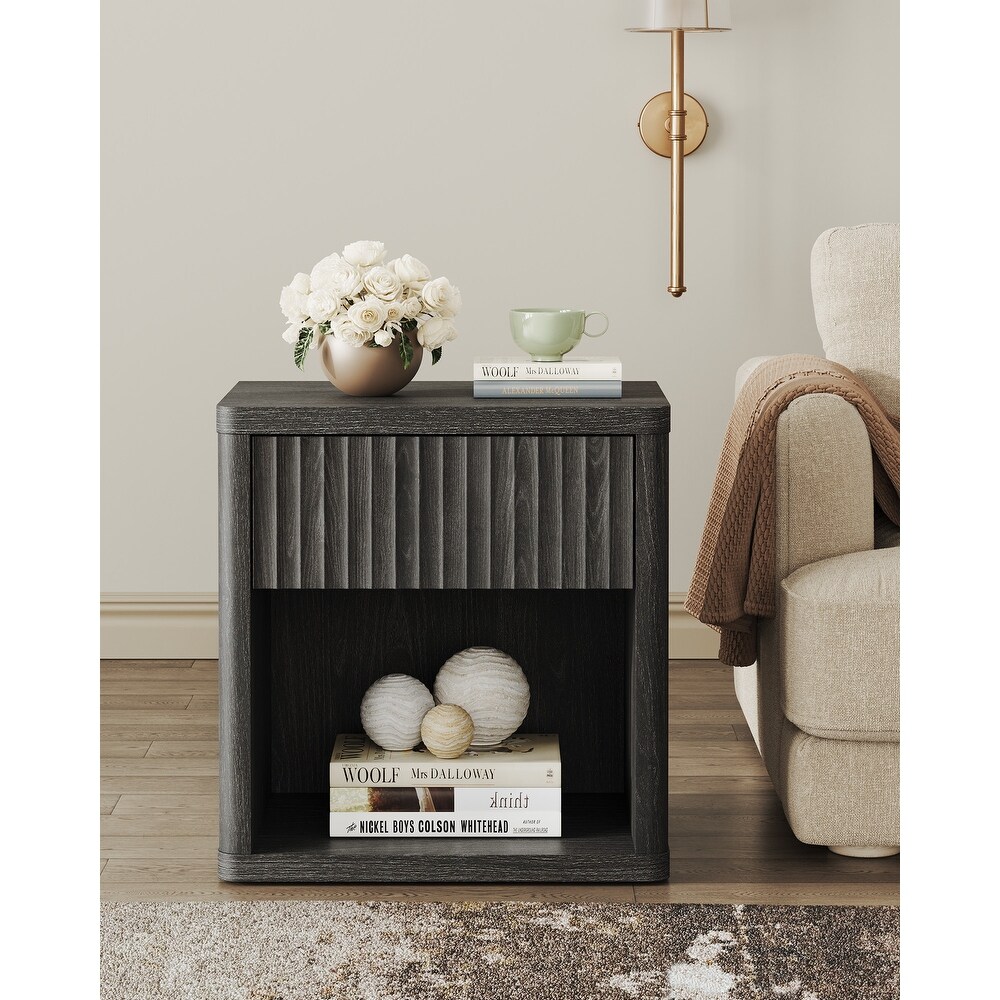 SICOTAS Set of 2 Nightstand with 1 Drawer and Open Storage