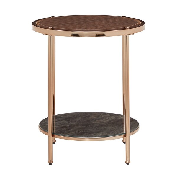 Celsus Champagne Gold End Table with Storage by iNSPIRE Q Bold