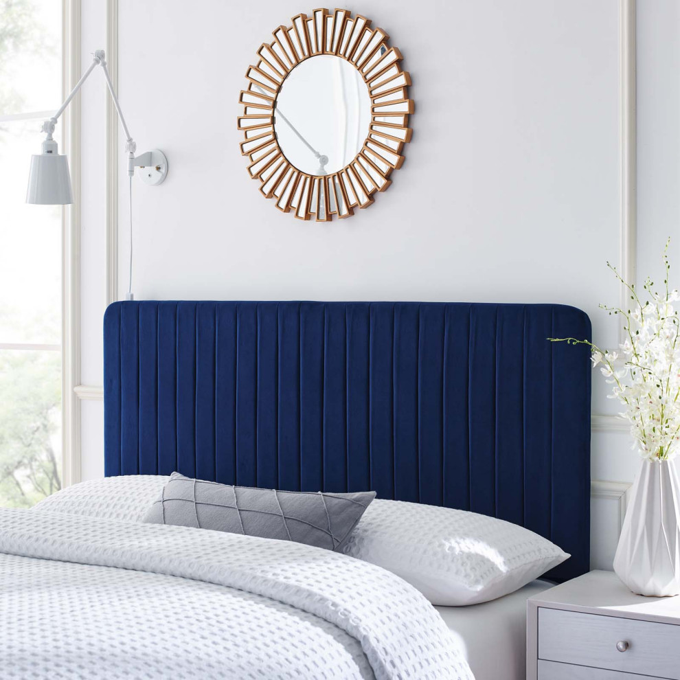 Milenna Channel Tufted Performance Velvet Twin Headboard   Contemporary   Headboards   by Modway  Houzz