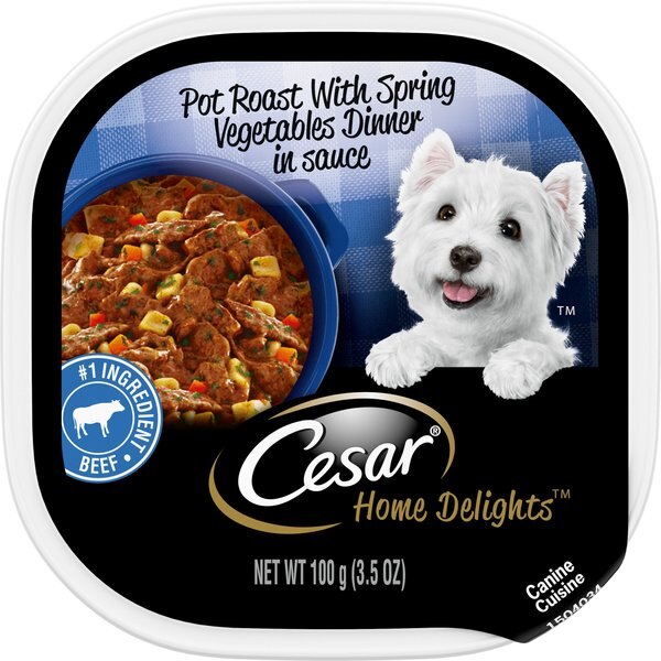 Cesar Home Delights Pot Roast with Spring Vegetables Dinner in Sauce Dog Food Trays