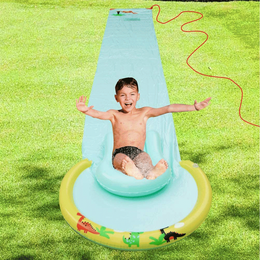 Hoovy Super Giant Water Slip and Slide 192" x 29" with Built in Body Board and Hose Attachment