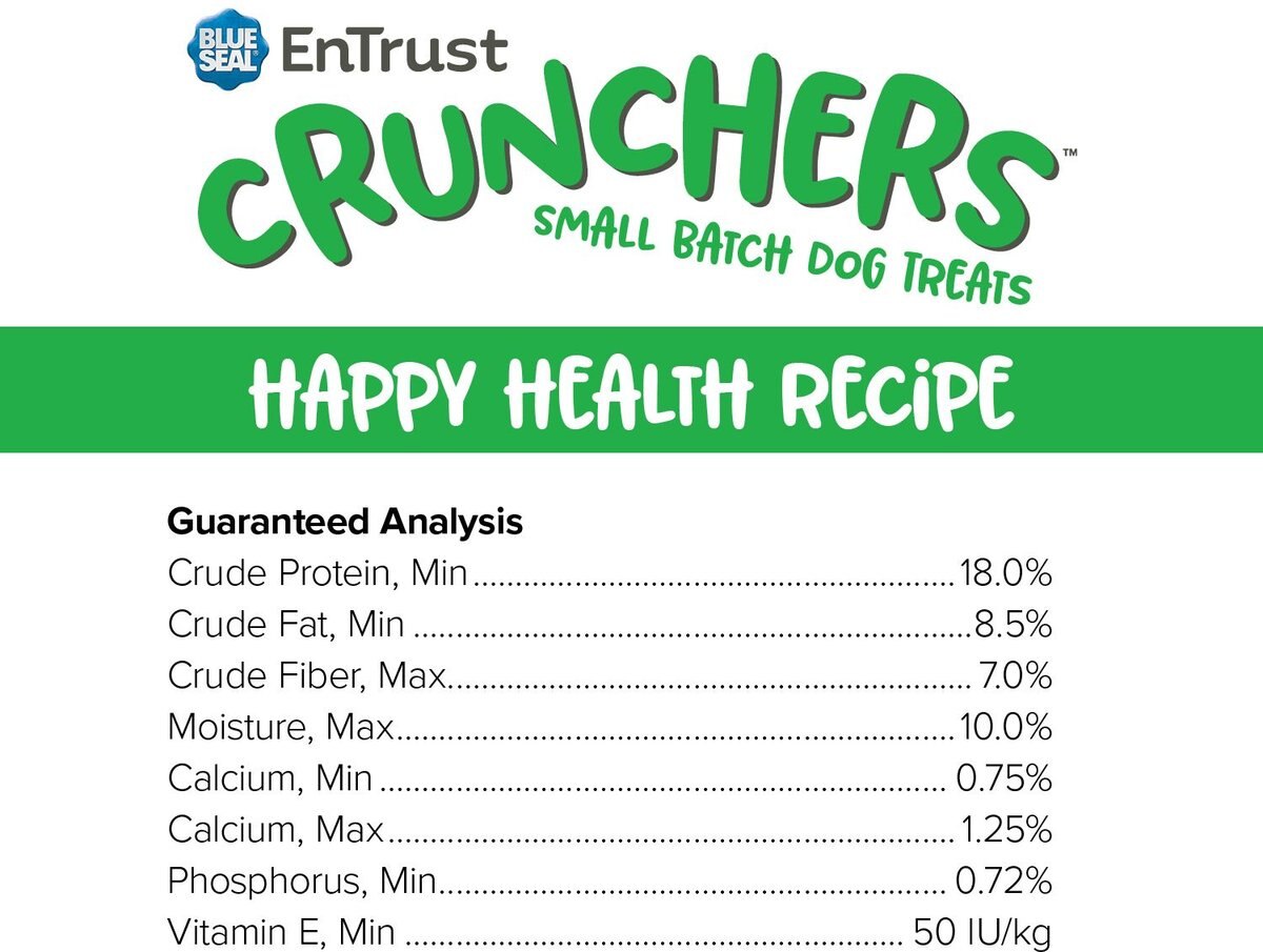 Blue Seal EnTrust Crunchers Happy Health Crunchy Dog Treats， 2-lb bag