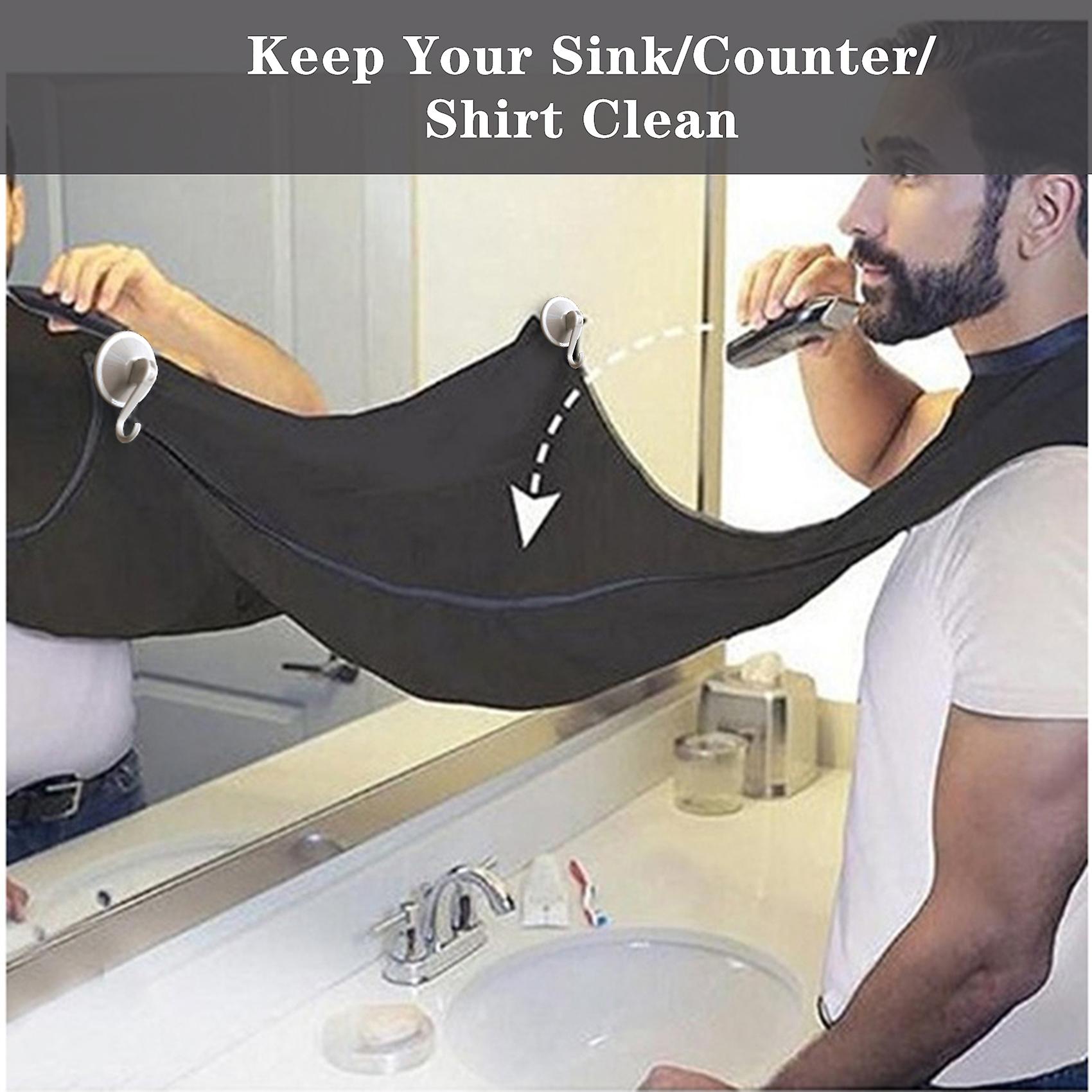 Black Beard Apron For Men Shaving And Trimming Grooming Cloth Non-stick Beard Hair Catcher With 2 Strong Suction Cups Perfect Gift For Men Father Husb