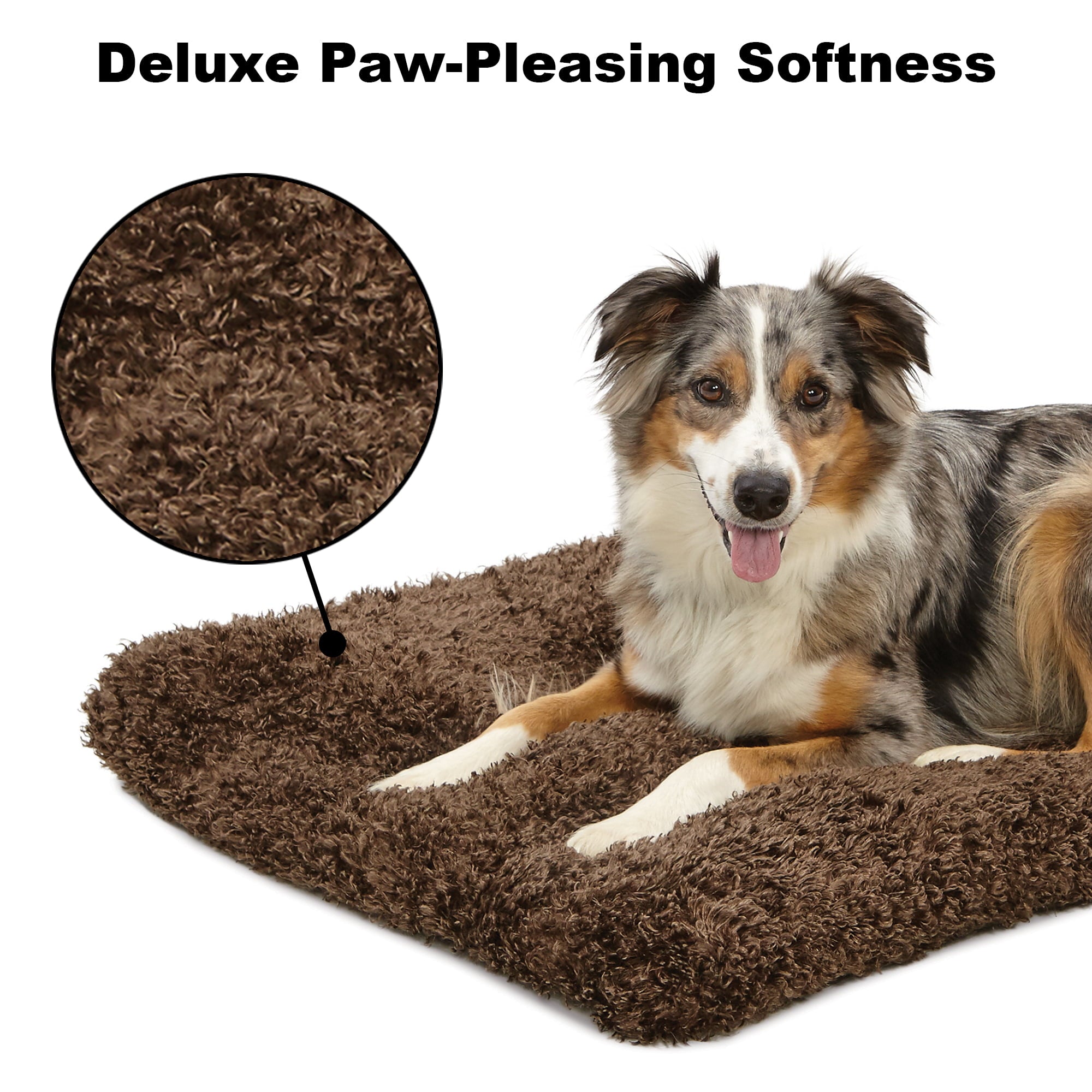 MidWest Quiet Time Dog Bed & Crate Mat, Deluxe Ombre Swirl, 30", Cocoa Brown