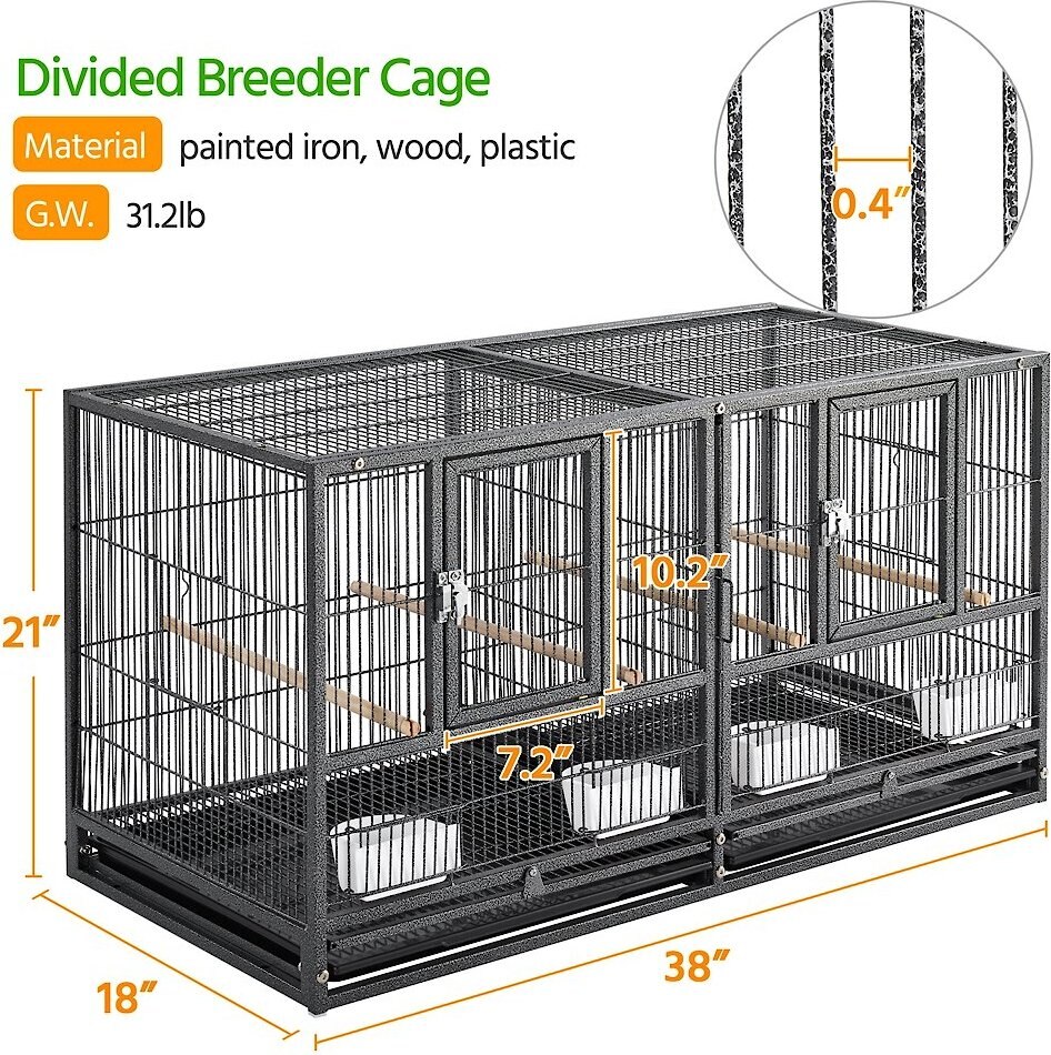 Yaheetech 18-in Wide Stackable Divided Breeder Cage