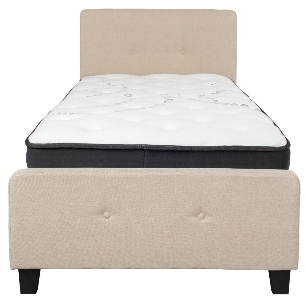 Button Tufted Upholstered Platform Bed with Pocket Spring Mattress